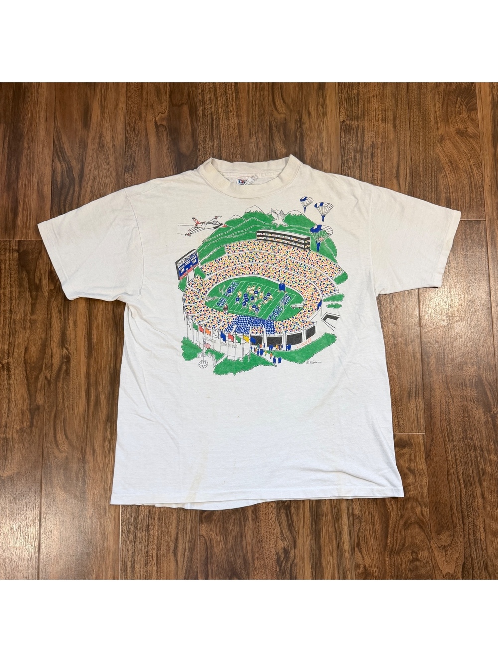 Vintage 90s Air Force Falcons Football T Shirt XL Falcon Stadium Single Stitch